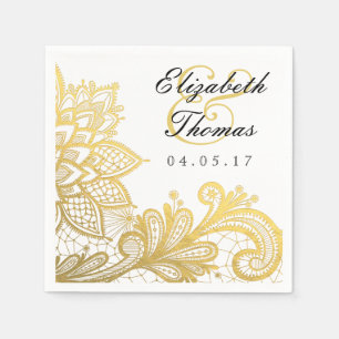En Papier Dentelle Vintage Gold Foil   Élégante serviette de
