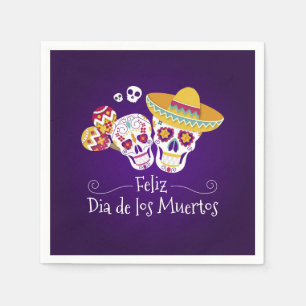 En Papier Dia de los Muertos coloré   Serviette de table