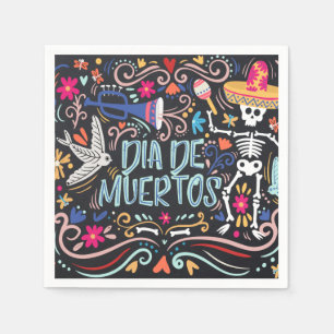 En Papier Dia de los Muertos coloré   Serviette de table