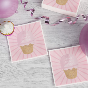 En Papier Doux 16 Crème de glace rose Anniversaire Serviette