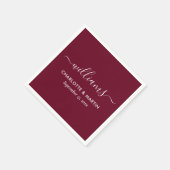 En Papier Élégant script moderne Mariage Bourgogne serviette (Coin)