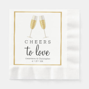 En Papier Élégante serviette de mariage Gold Cheers to Lov