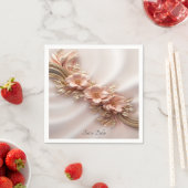 En Papier Élégante Serviette Florale De Pêche Orange (En situation)