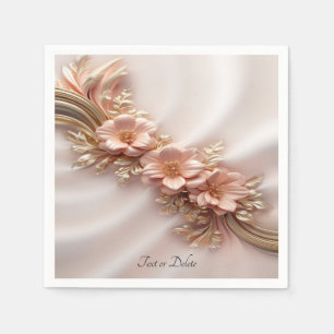 En Papier Élégante Serviette Florale De Pêche Orange