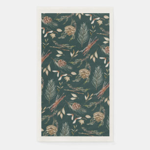 En Papier Élégante serviette hiver avec Pinecones