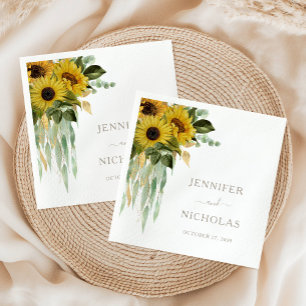 En Papier Élégante Serviette Mariage Taupe Tournesol