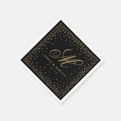 En Papier Fancy Gold Stars Monogramme Mariage noir serviette (Coin)