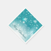 En Papier Fête de Noël des Snowflics turquoises | Serviette  (Coin)