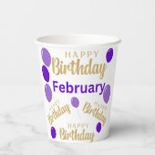 En Papier Février gobelets d'anniversaire heureux (Verso)
