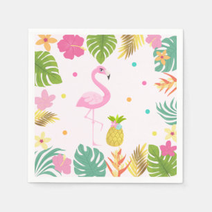 En Papier Flamant rose tropical de serviette de partie de