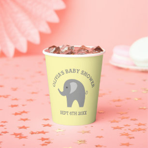 En Papier Gobelets de fête pour baby shower éléphant gris ja