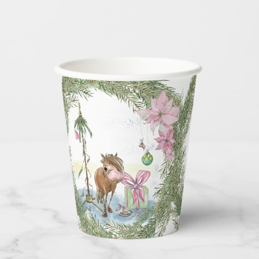 En Papier Gobelets de Noël, poney, vaisselle (Recto)