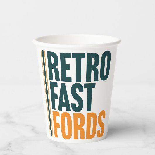 En Papier Gobelets jetables pour événements rétro Fast Fords (Recto)