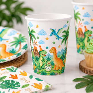 En Papier Gobelets pour fête d'anniversaire dinosaures