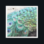 En Papier Initiales personnalisées Peacock Mariage serviette<br><div class="desc">Ajoutez un élégant accent coloré à votre table mariage ou anniversaire avec ces magnifiques serviettes en papier peint paon customisées en brillant tirage photo-réaliste. Les initiales personnalisables du couple heureux dans le coin inférieur droit ont leur contrepoids typographique harmonique dans le voeu de bénédiction "ensemble pour toujours" en haut à...</div>