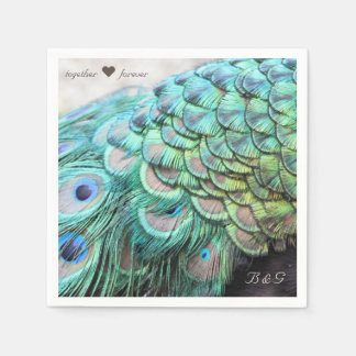En Papier Initiales personnalisées Peacock Mariage serviette