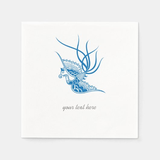 En Papier Jeu de serviette bleu pour la table d'oiseaux (Devant)