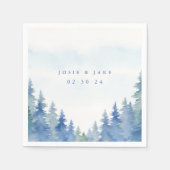 En Papier Jolie pinède d'hiver mariage serviette (Devant)