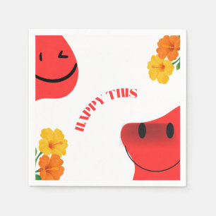 En Papier Jours heureux jolis visages rouges et serviette de