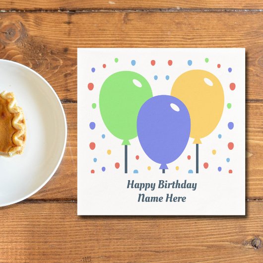 En Papier Joyeuse serviette d'anniversaire avec ballons colo