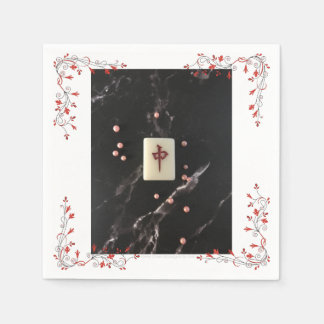 En Papier La serviette à thème Mahjong avec le Dragon Rouge