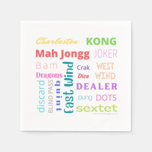 En Papier La serviette à thème Mahjong avec le Mah Jongg amé (Devant)