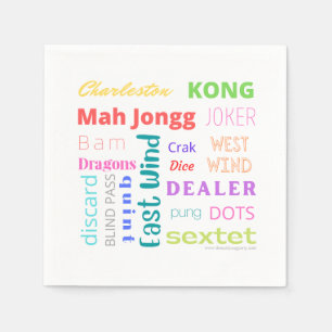 En Papier La serviette à thème Mahjong avec le Mah Jongg amé