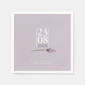 En Papier Mariage Floral Sparkles Date Mauve ID889 serviette (Devant)