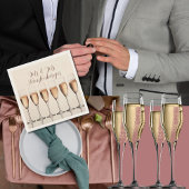 En Papier Mariage serviette rangée de lunettes de champagne