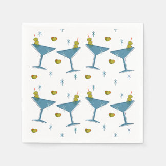 En Papier Martini Madness Retro Cocktail Mi-Siècle Serviette