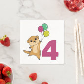 En Papier Meerkat 4e anniversaire Balloons Enfants serviette (En situation)