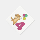 En Papier Meerkat 4e anniversaire Balloons Enfants serviette (Coin)
