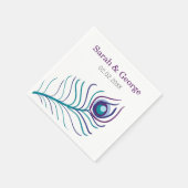 En Papier Mod violet, bleu turquoise paon mariage serviette (Coin)