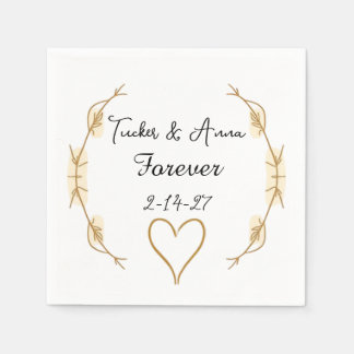 En Papier Modèle de serviette de mariage élégant floral or p
