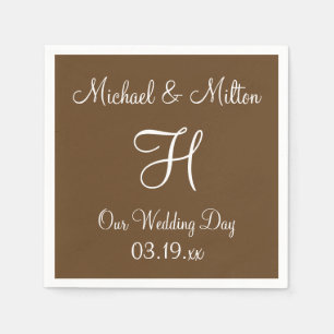 En Papier Monogramme Otter Brown Classé Monochrome serviette