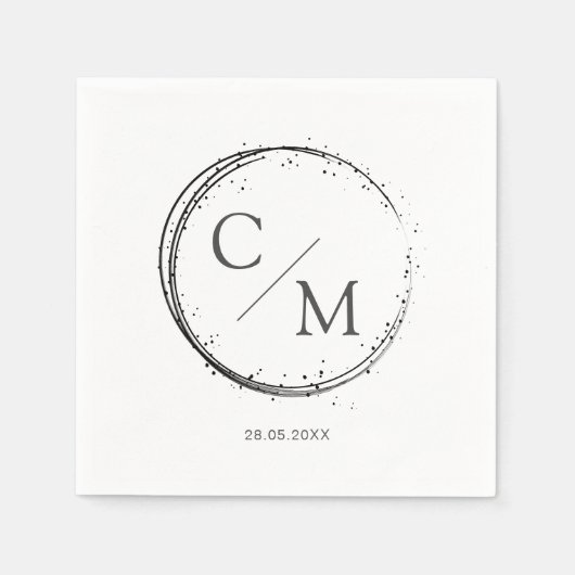 En Papier Monogramme simple et élégant Serviette serviettes (Devant)