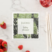 En Papier Nom de baby shower feuille tropical serviette (En situation)