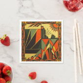 En Papier pack de serviette orange art déco (En situation)