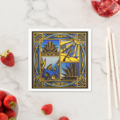 En Papier Pack serviette bleu Art déco (En situation)