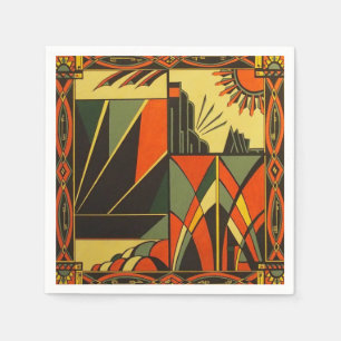En Papier paquet orange de serviette d'art déco