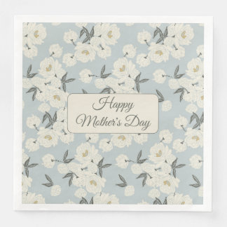En Papier Pivoine au trait sur serviette bleu clair