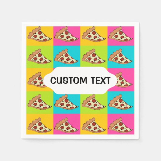 En Papier Pizza tranches de cocktail personnalisé serviette (Devant)