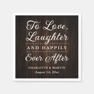 En Papier Pour aimer rire Rustique Mariage de bois serviette