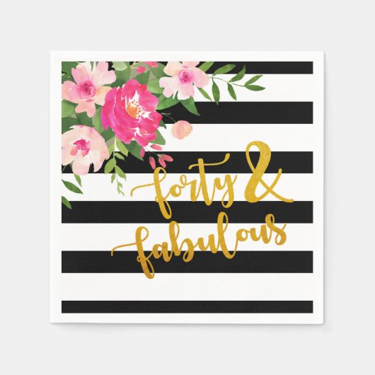 En Papier Quarante et fabuleuse serviette - Bandes noires/bl (Devant)