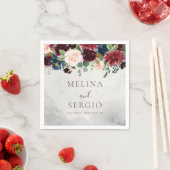 En Papier Rose classique Fleurs de pivoine Mariage serviette (En situation)