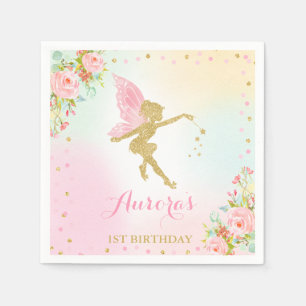 En Papier Rose féerique de serviette de fête d'anniversair