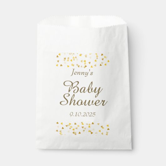 En Papier Sachets de Baby Shower / Sprinkle à Cœurs Dorés (Devant)