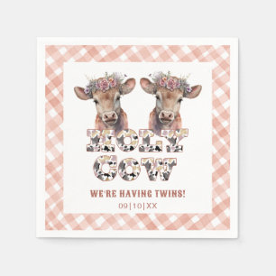 En Papier Saint-Vache jumeaux Baby shower rustique serviette