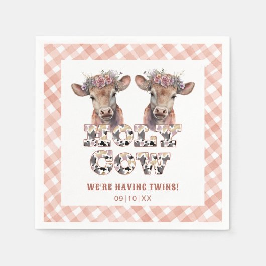 En Papier Saint-Vache jumeaux Baby shower rustique serviette (Devant)