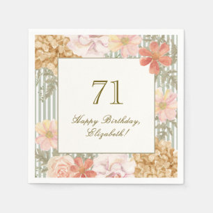 En Papier Serviette 71e anniversaire rayure florale couleur